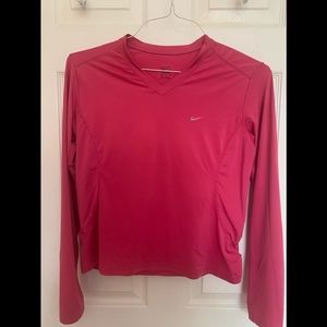 Nike Long Sleeve T Shirt V-Neck Solid Workout S.